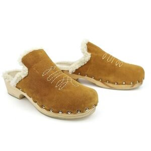 Pilcro Suede Shearling Lined Western Clogs 11